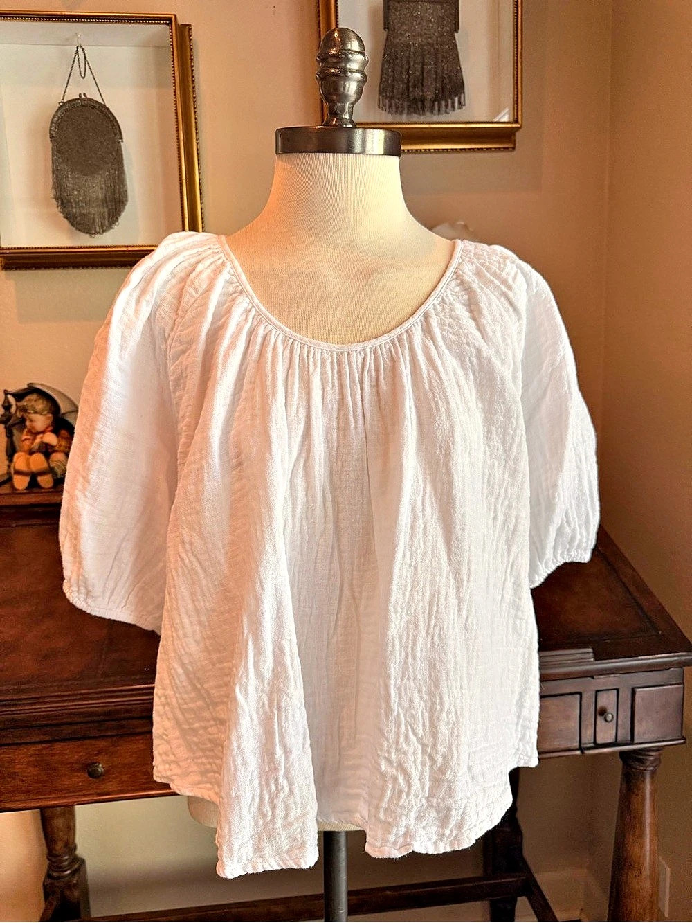 J.CREW White Cotton Linen Blouse Like New